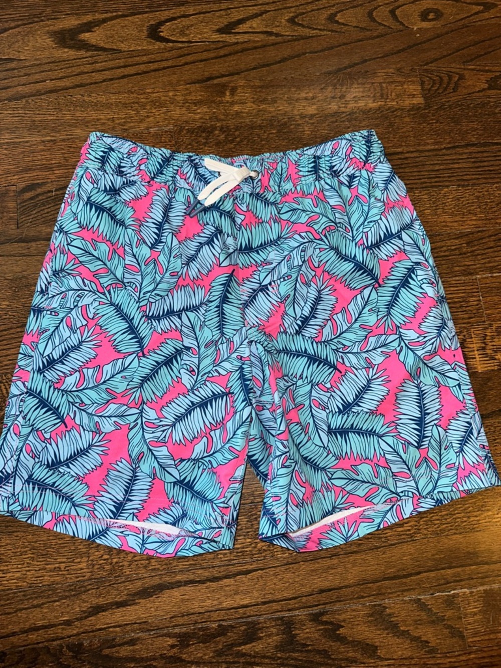 Men's Tropical Leaf Swim Shorts - Pink & Aqua